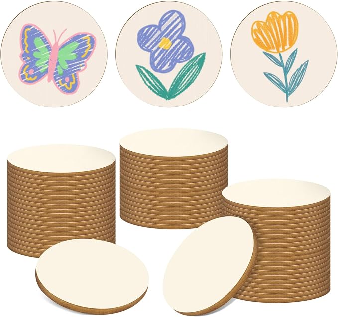 100 Pieces Unfinished Wood Circle by Jyongmer