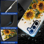 for Samsung Galaxy S23 Plus Case, Sunflowers Bees Pattern Glossy 2 in 1 - Image 4