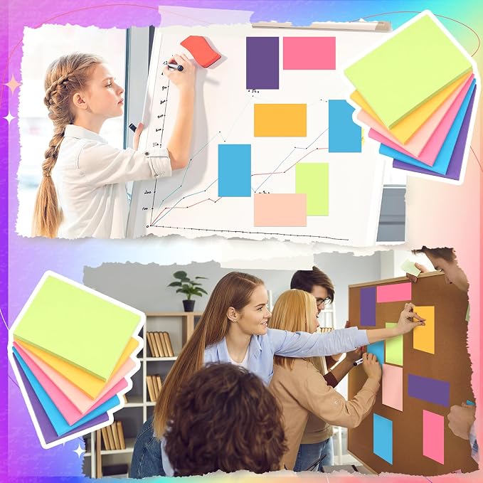 Kajaia 24 Pads Full Adhesive Sticky Notes Colorful Sticky Notes Adhesive Memo - Image 2