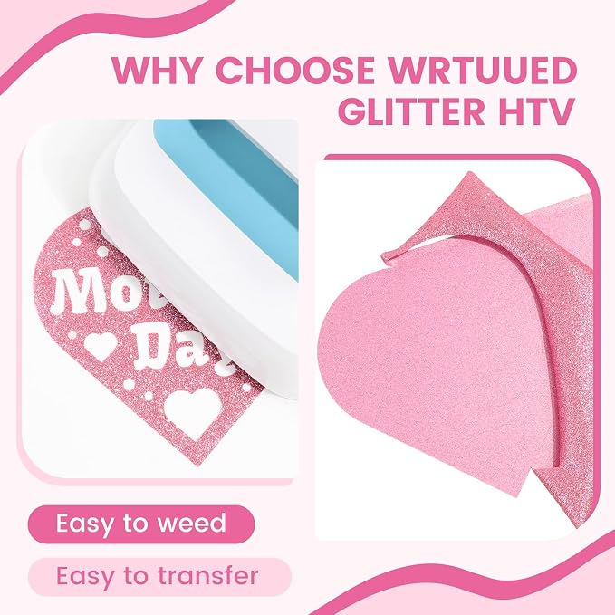 Pink Glitter HTV Heat Transfer Vinyl - Image 3