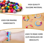 300pcs Silicone Beads for Keychain Making Kit 60 Colors Focal Rubber Round - Image 6