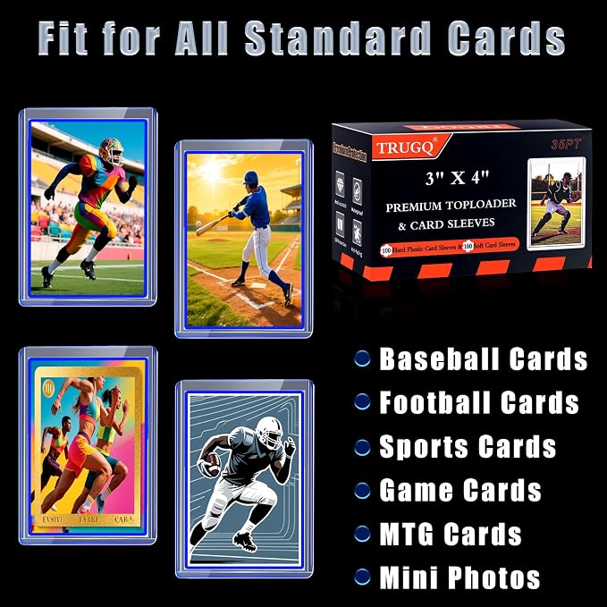 200 Card Sleeves Toploads for Cards, Premium Standard Size Trading Hard Plastic - Image 3