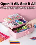 TERGOO 12in 3-Layer Plastic Craft Organizers and Storage, Portable Folding - Image 5