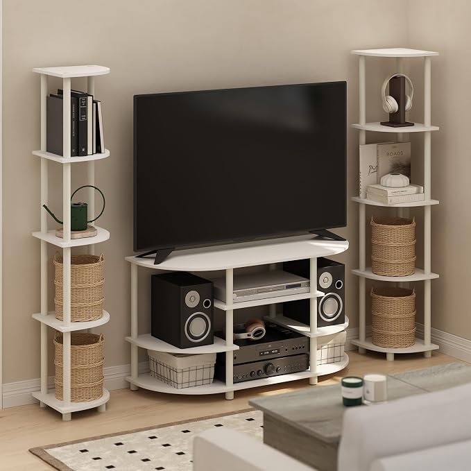 Furinno Turn-N-Tube Corner Shelf Set of 2, 5-Tier Corner Bookshelf, Open - Image 2