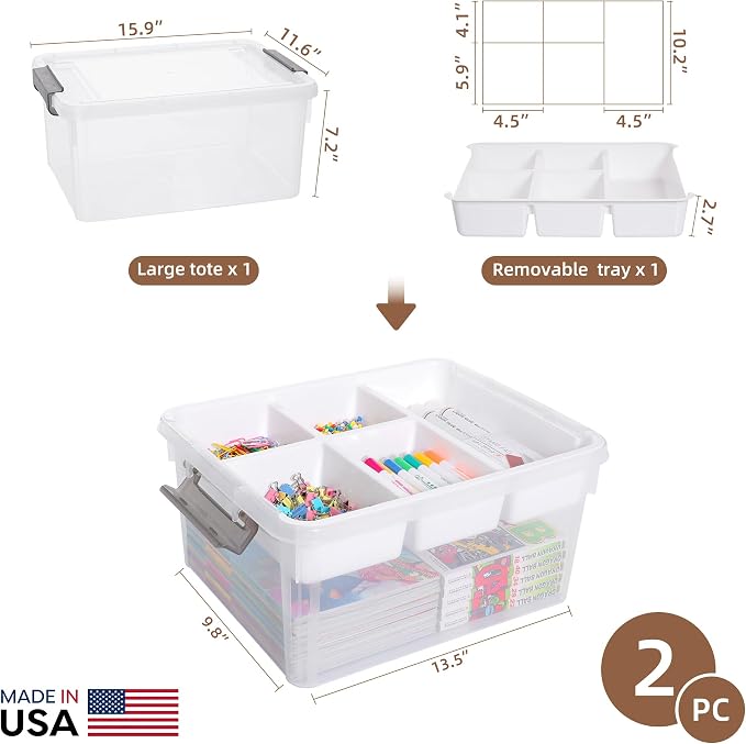 Citylife 17QT 2Packs Clear Craft Organizers and Storage Box - Image 2