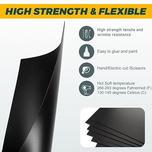 6 Pack Black Plastic Sheet 12x16x0.04 in Flexible High Tensile Plastic Sheets - Image 3