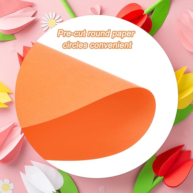 MECCANIXITY 60 PCS Orange Red Color Circle Cutouts Paper 7 Inch Round Card - Image 3