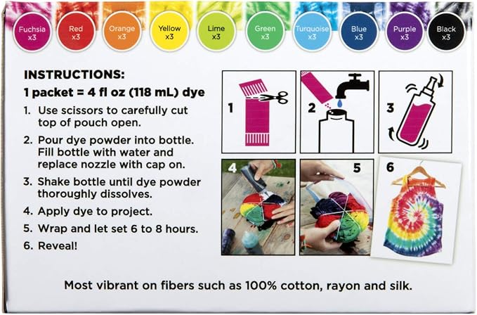 Tulip One-Step Tie-Dye Kit Refills, Rainbow Tie Dye, 30 Pack - Image 3