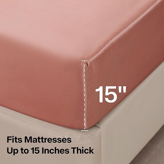 BEDELITE Satin Fitted Sheet and Pillowcase Set, Luxury Soft Similar to Silk - Image 5