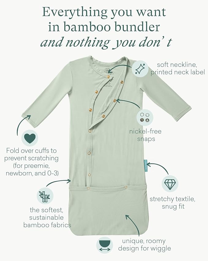 PurComfy Supersoft Baby Sleeper Gowns, Premium Bamboo Viscose Infant Nightgown Sleepers Preemie Newborn Snap Bundler