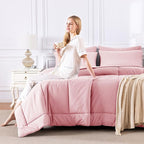 CozyLux King Size Comforter Set Pink, 7 Pieces Bed in a Bag, All Season Bedding - Image 7