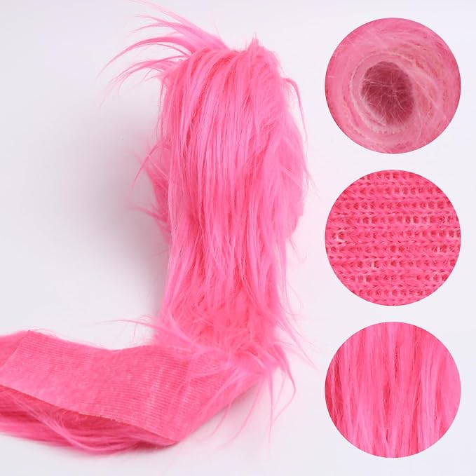 Shaggy Plush Faux Fur Fabric Precut Strips Rose Red Fur Fluffy Fuzzy Craft Fur - Image 3