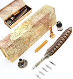 Antique Quill Pen Unique Half-Patterned Feather Pen Set - Image 7