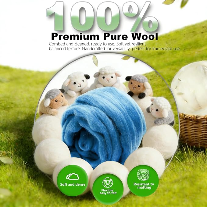 Wool Roving-3.5oz Needle Felting Wool, Soft Multi-Color Wool Fiber, Perfect - Image 5