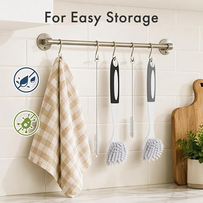 Amazer 4 Pack Dish Brush with Handle, Kitchen Scrub Brushes - Image 7