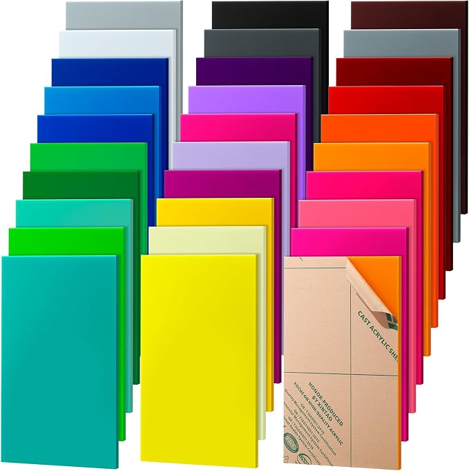 Geetery 30 Pack Colored Acrylic Sheets 1/8" Thick by Geetery
