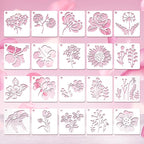 20 Pcs Flower Stencils for Crafts Reusable Flower Stencils for Painting on Wood by Unknown