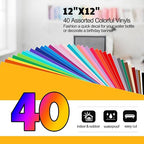 TECKWRAP Permanent Vinyl 12" x 12" 40 Sheets/Pack Assorted Colors Adhesive - Image 3