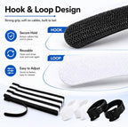 80pcs 8 Inch Cable Ties Reusable Black and White Hook and Loop Cord Ties - Image 4