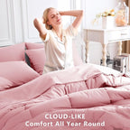 CozyLux King Size Comforter Set Pink, 7 Pieces Bed in a Bag, All Season Bedding - Image 4