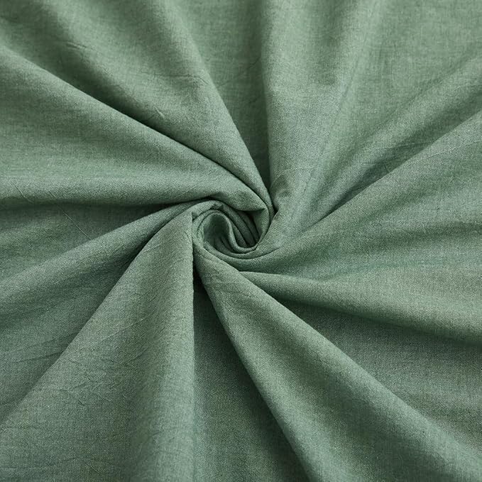 LOVQUE 100% Washed Cotton Duvet Cover King Size, Mint Green Fade-Resistant - Image 6