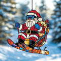 Funny Santa Claus Skiing Acrylic Suncatcher Stained Glass Effect Window Car by AVAGAN