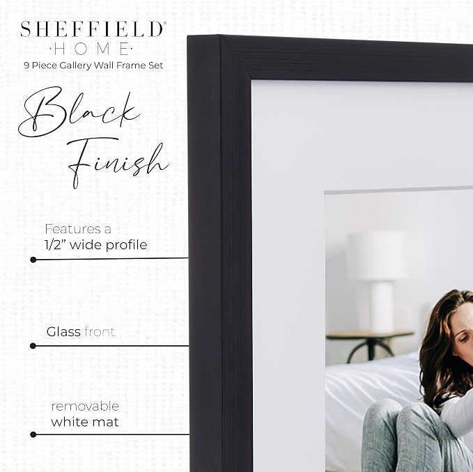Sheffield Home 9 Piece Gallery Wall Frame Set, 11x14 in. matted to 8x10 in. - Image 4