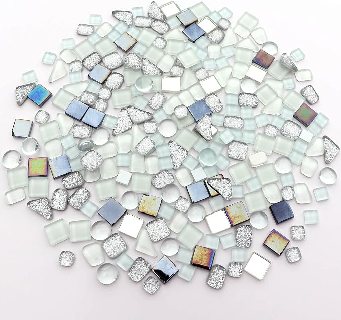 LITMIND Assorted Silver White Irregular Crystal Mosaic Tiles, 9oz Value Pack - Image 4