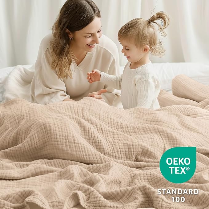 6 Layers Cotton Muslin Blankets Large, Lightweight Cotton Throw, Cooling Soft - Image 6