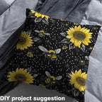 Feelyou Sunflower Fabric by The Yard, Cute Bees Floral Upholstery Fabric - Image 4