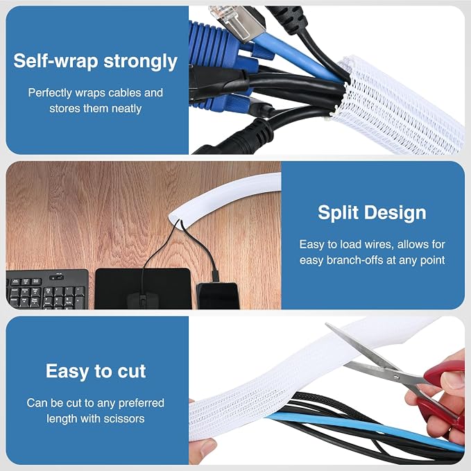 Nilight Cable Sleeve, 10ft-1inch Cord Management Sleeves, Braided Sleeving - Image 3