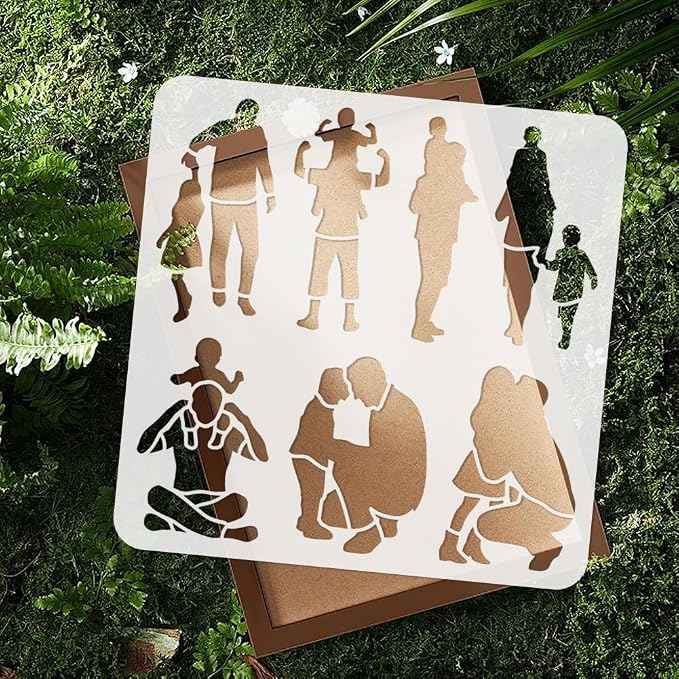 Dad Silhouette Stencil for Painting, 11.8"x11.8" Reusable Plastic Father's Day - Image 4