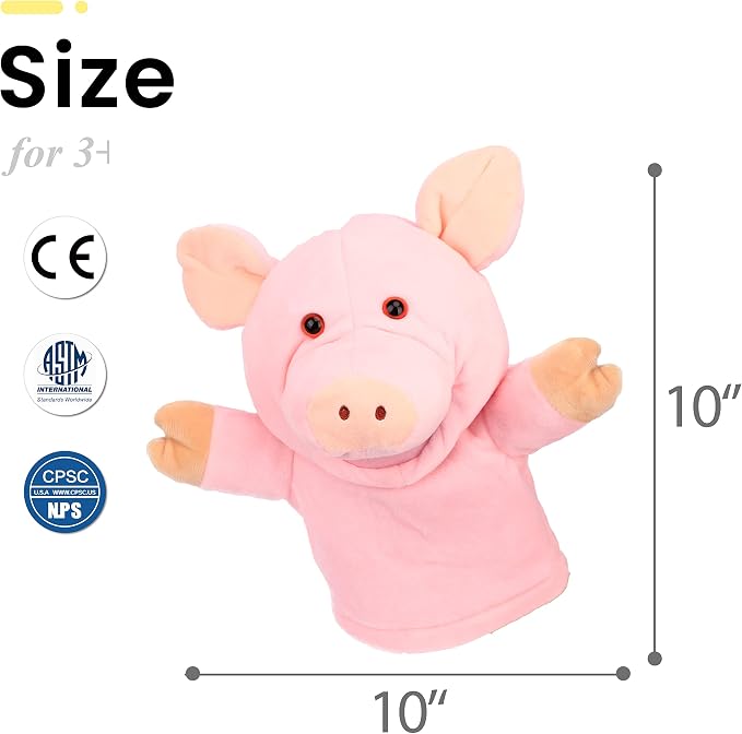 Easfan Pig Hand Puppet with Movable Mouth and Arms Role Play Storytelling - Image 6