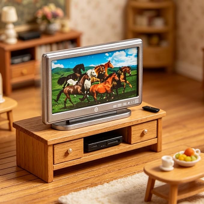1:12 Scale Miniature TV Set, Tiny Television Dollhouse Furniture Accessories - Image 7