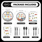 168Pcs Retro Race Car Birthday Party Decoration - Image 3