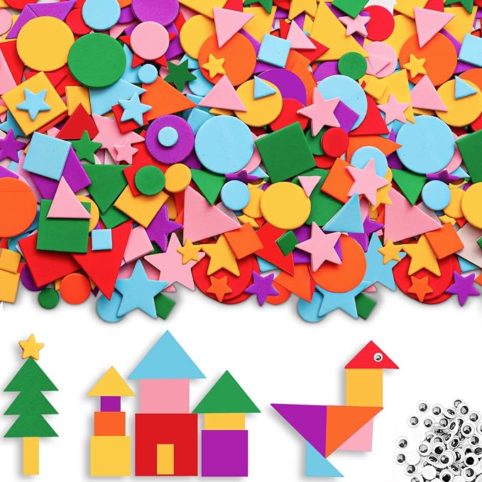 Gushu 1500Pcs Foam Stickers Foam Shapes Stickers by Gushu