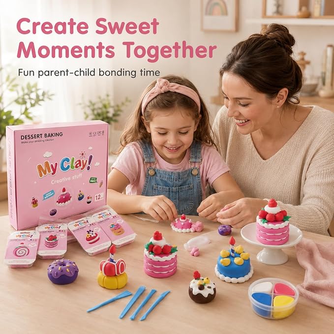Air Dry Clay Kit for Kids, 12 Dessert Baking Modeling Clay for Kids, DIY Model - Image 10