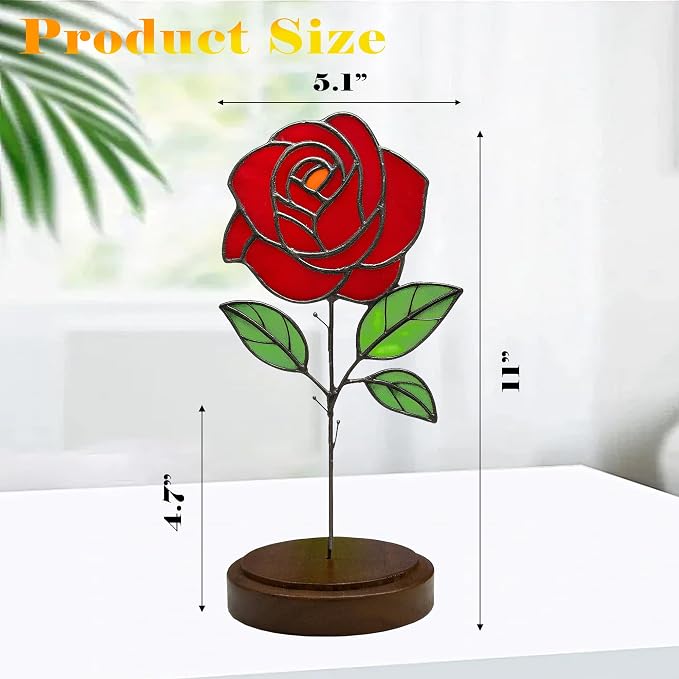 Glass Flowers, Stained Glass Rose - Image 3
