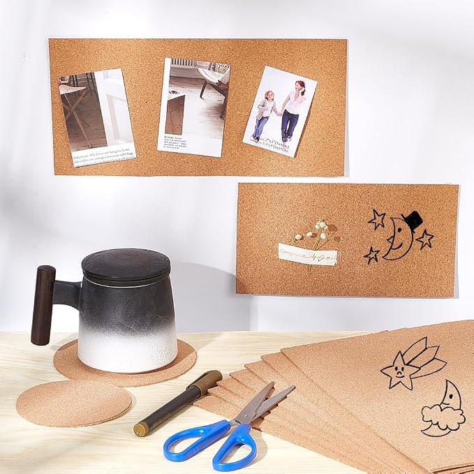 BENECREAT 8 Pack 8.3" x 11.8" Self-Adhesive A4 Size Cork Sheets Rectangle - Image 6