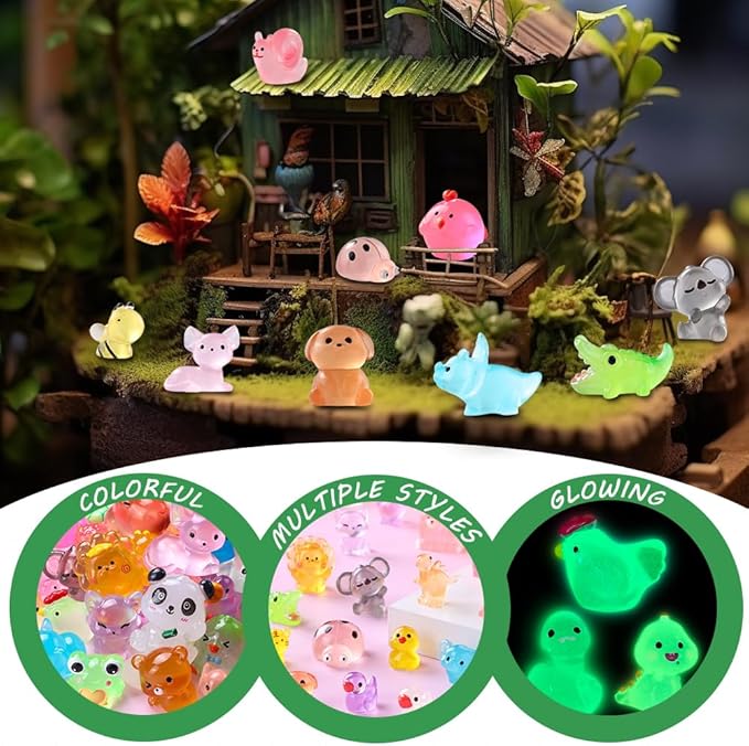 DIYDEC 60PCS Luminous Mini Resin Animals 60 Styles Miniatures Glow in The Dark - Image 5