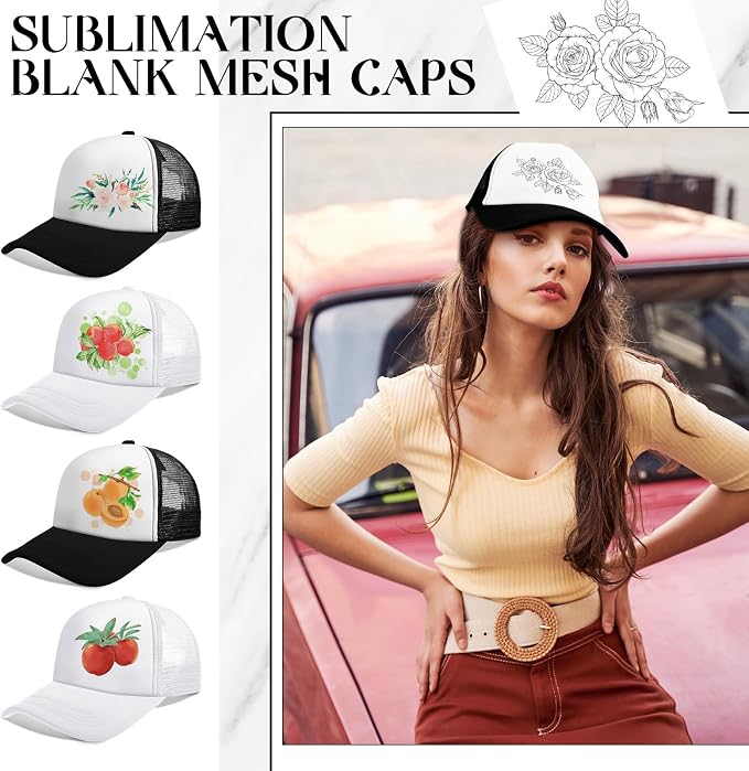Vabean 24 Pack Sublimation Blank Cap Trucker Mesh Cap Unisex Plain Blank - Image 6