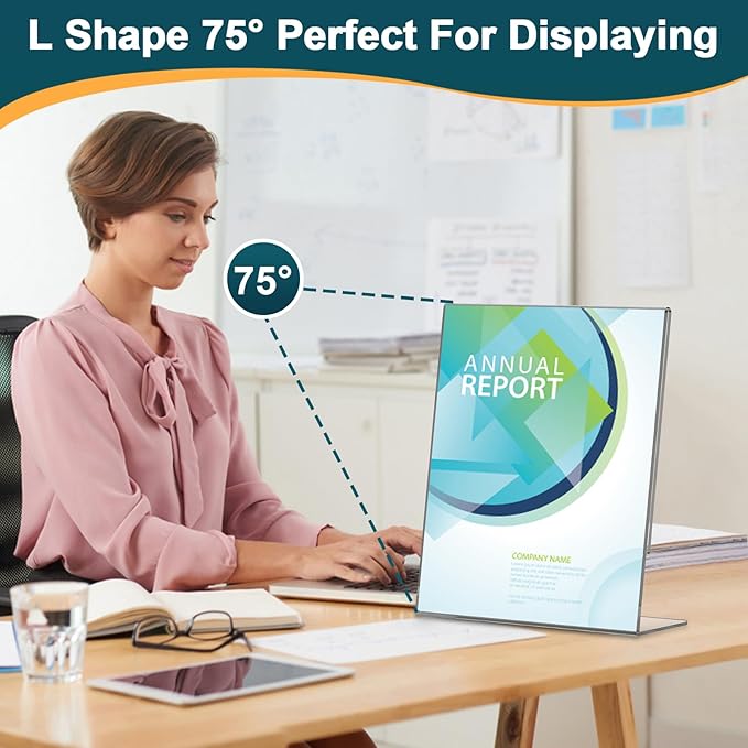 14 Pack Acrylic Sign Holder 8.5x11 Inches, L-Shape Vertical Menu Holder Stand - Image 4