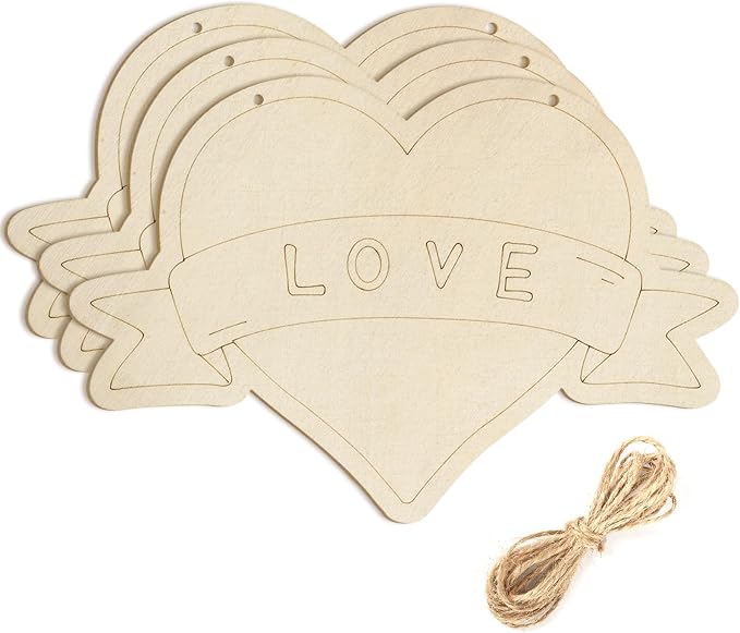 Large Size 12" Wooden Heart Ornaments to Paint, Valentine's Day Happy Mothers by Sophena
