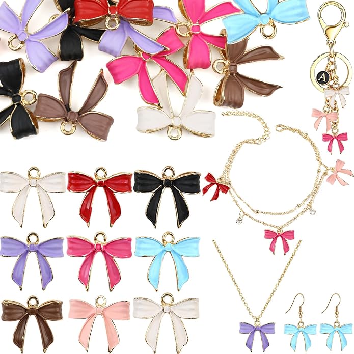 Bow Charms for Bracelet Jewelry Making Cute Bracelet Charms | 18Pcs, Bow Charms by Unknown