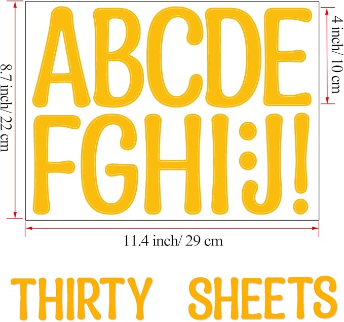 Bemeol 30 Sheets Large Letter Stickers 4 Inch Alphabet Letter Stickers Self - Image 3