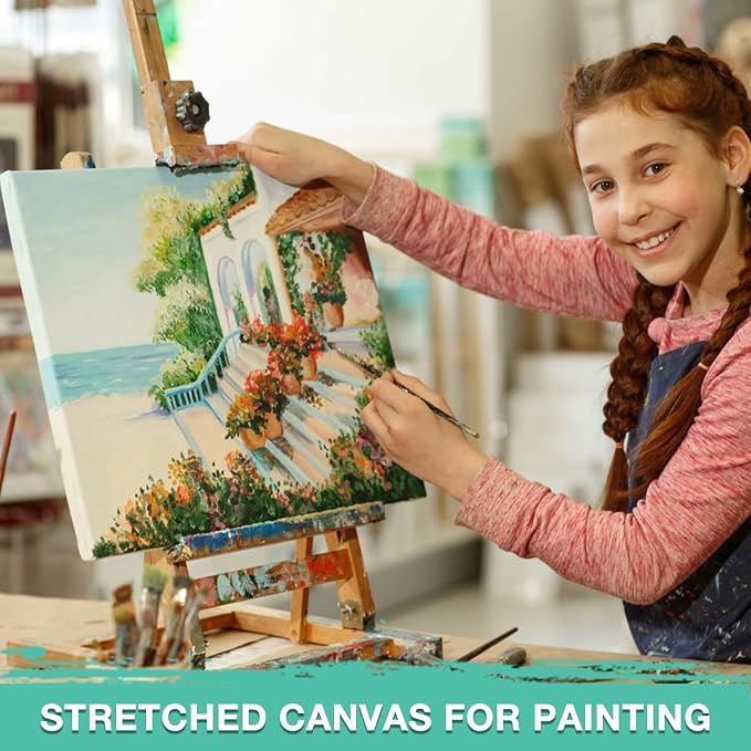 ESRICH Stretched Canvas for Painting, 10 Pack 8x8 Canvas for Painting Primed - Image 6