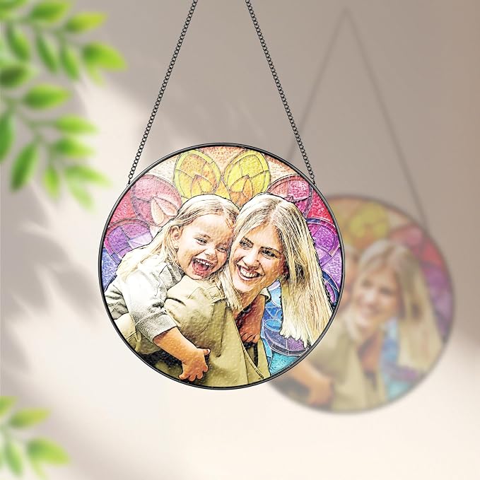 Personalized Stained Glass Suncatcher, Custom Photo Stained Glass Window - Image 4