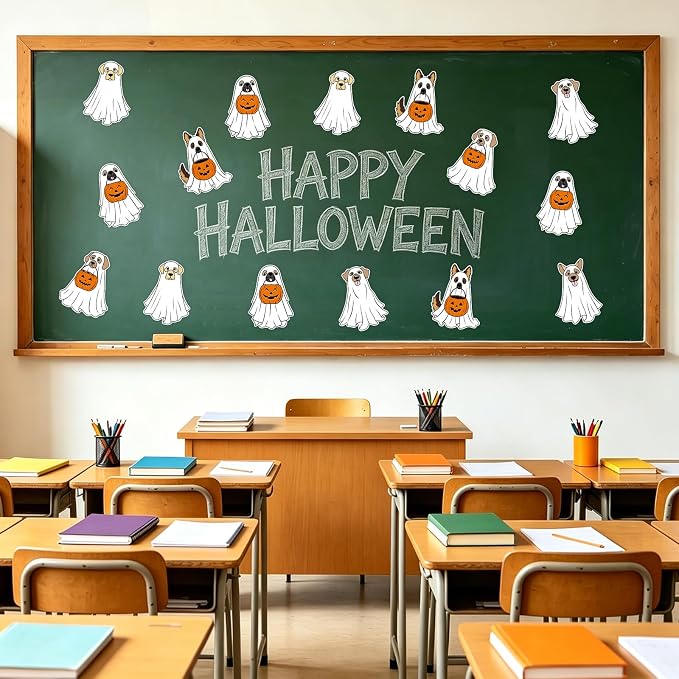 54Pcs Halloween Ghost Cutouts, Classroom Halloween Bulletin Board Paper Cutouts - Image 4