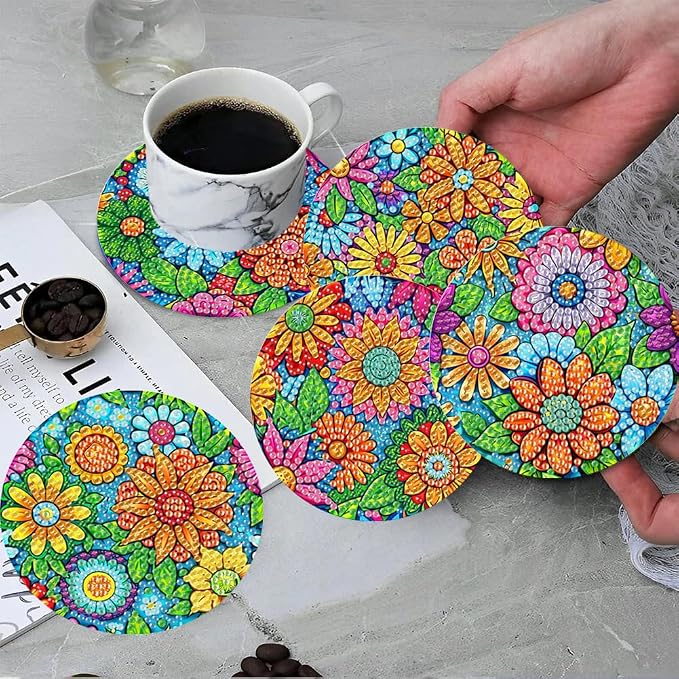 ijbnhd 8 Pcs Flowers Diamond Art Coasters - Image 5