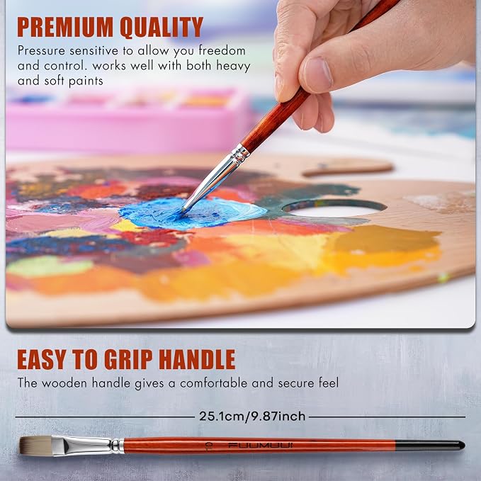 14pcs Acrylic Paint Brushes, Professional Synthetic Bristles Paint Brush Set - Image 5
